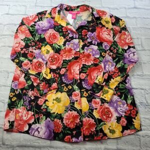NWT Catherine Malandrino Floral Long Sleeve Popover Blouse size Medium